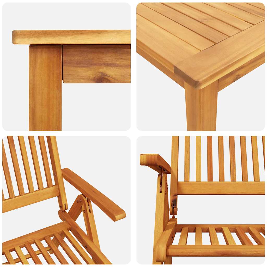 Garten Essgruppe Faltbar 7 pcs Braun Massivholz Akazie