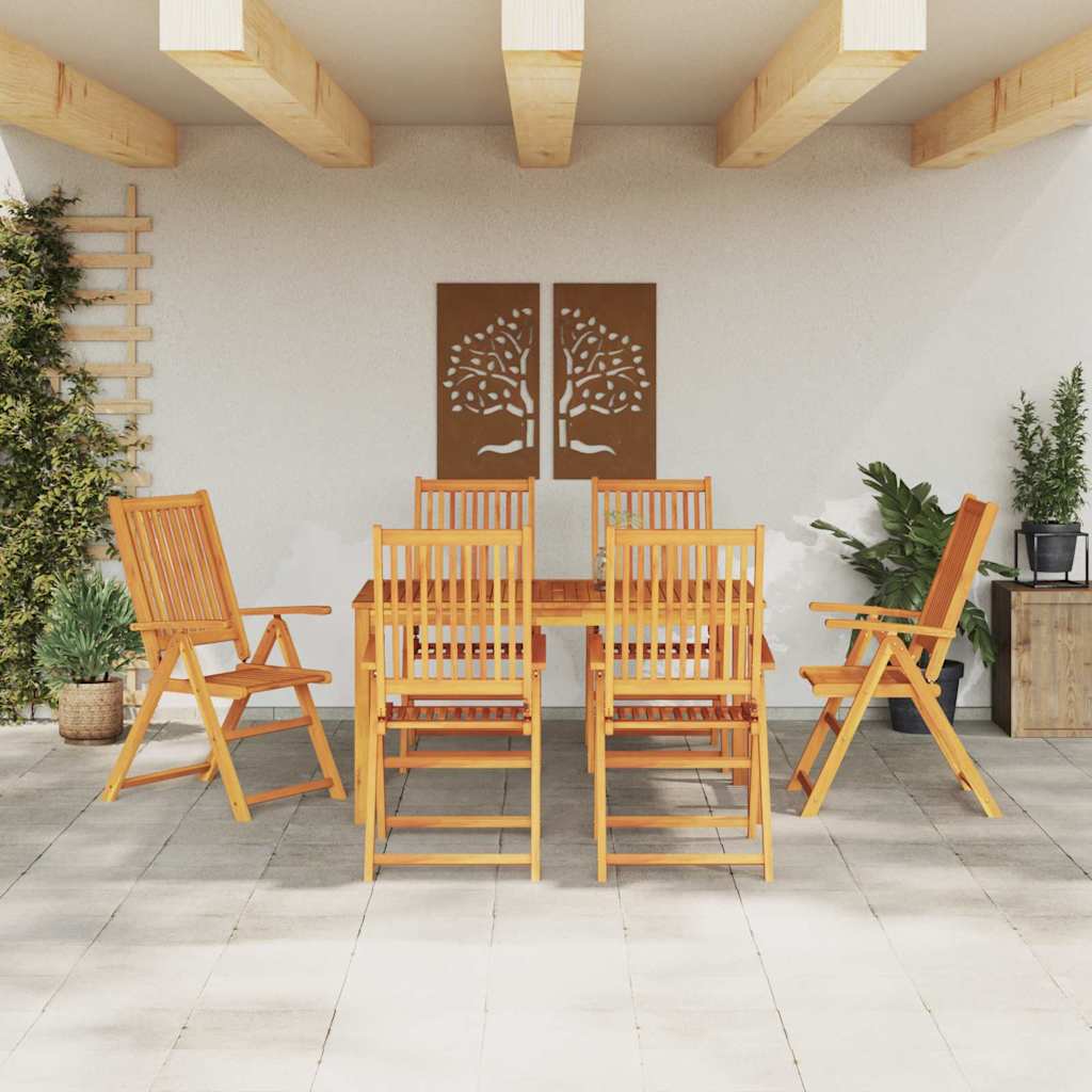 Garten Essgruppe Faltbar 7 pcs Braun Massivholz Akazie