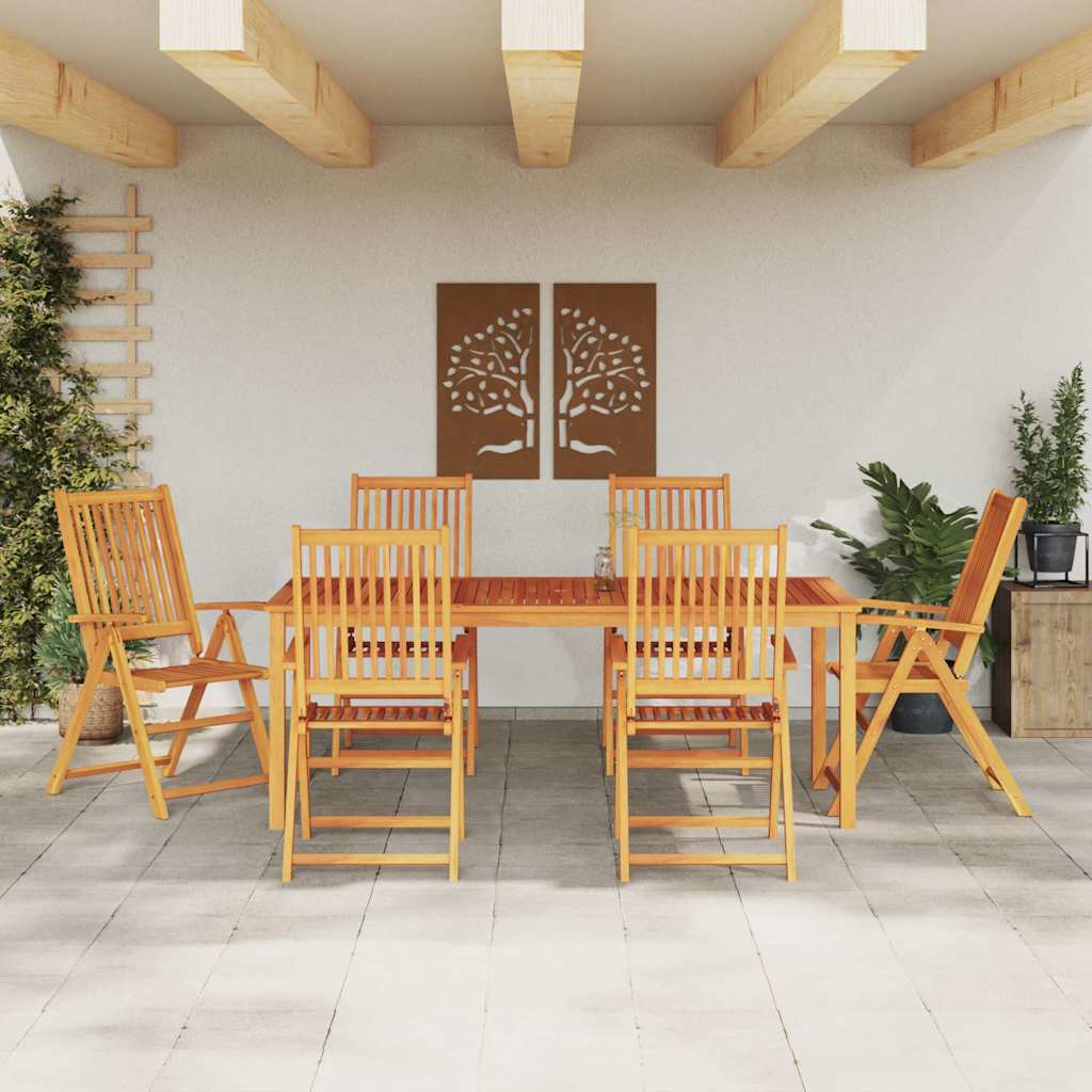 Garten Essgruppe Faltbar 7 pcs Braun Massivholz Akazie
