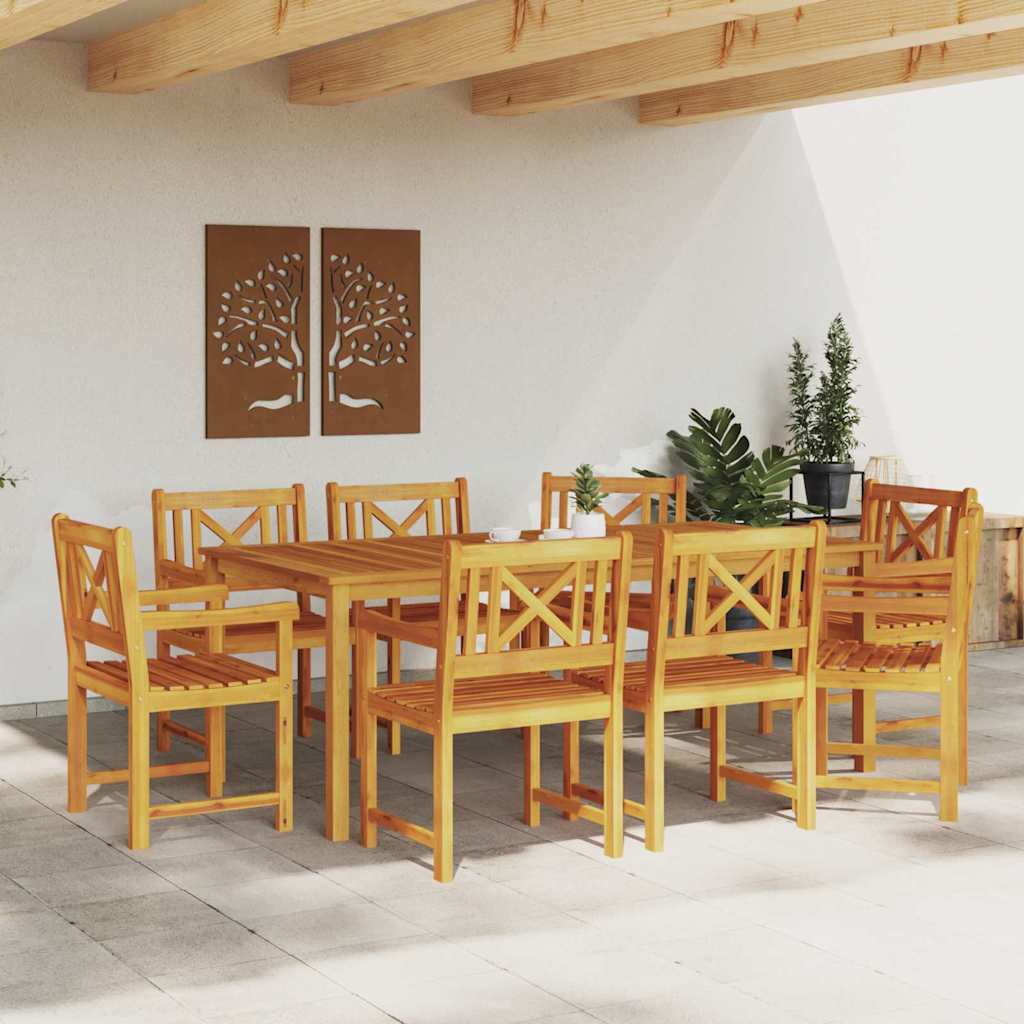 Garten Essgruppe 9 pcs Braun Massivholz Akazie
