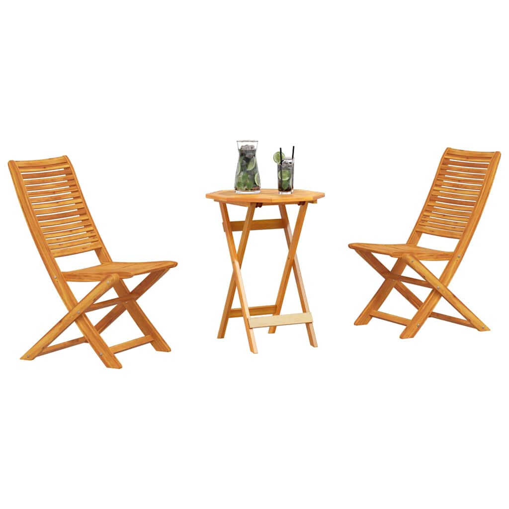 Klapp Bistro Set 3 pcs Braun Massivholz Akazie