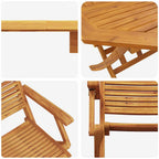 Klapp Bistro Set 3 pcs Braun Massivholz Akazie