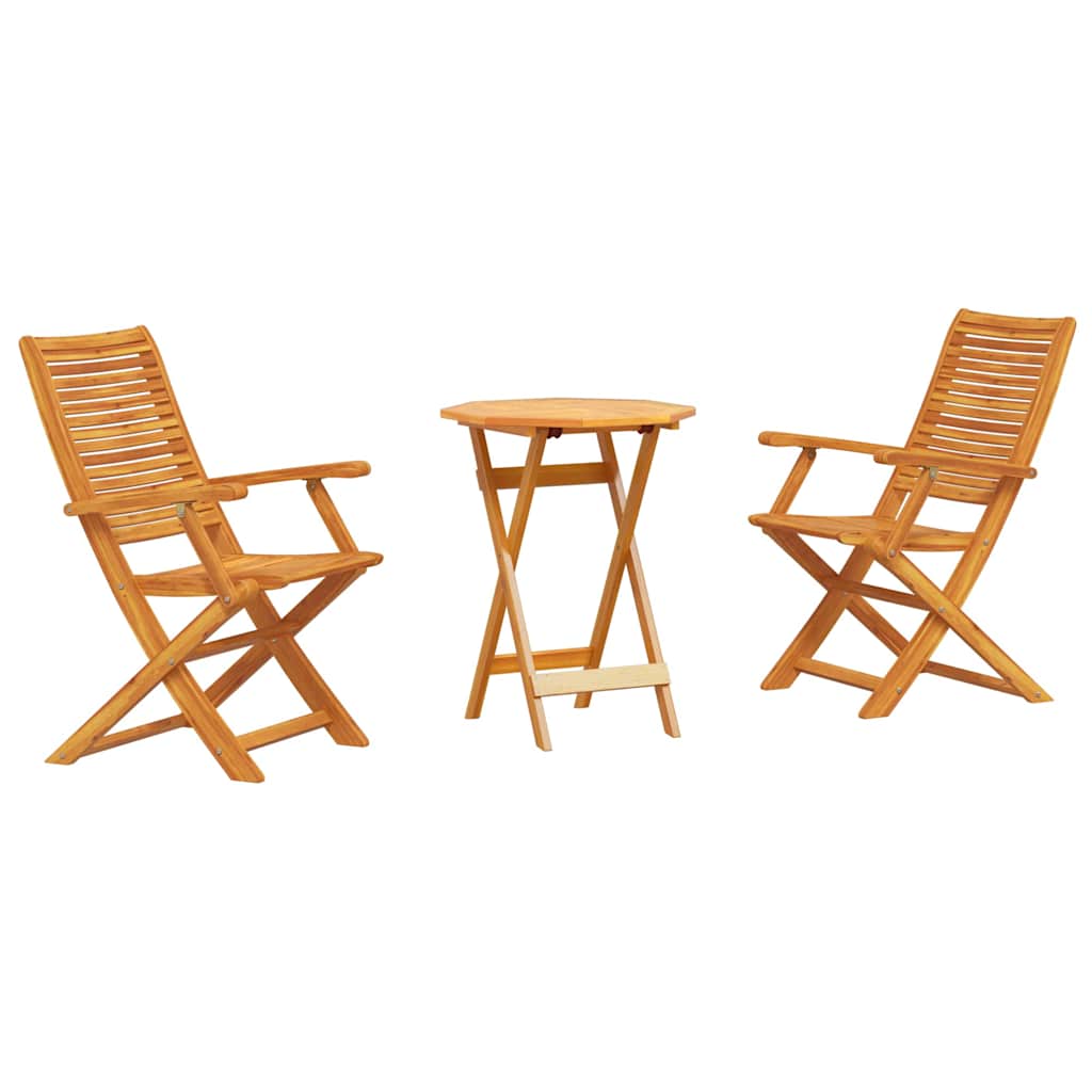Klapp Bistro Set 3 pcs Braun Massivholz Akazie