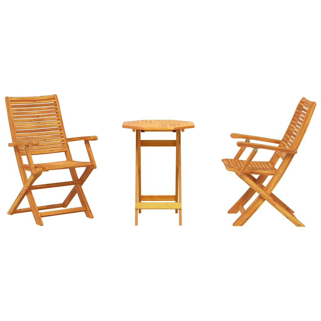 Klapp Bistro Set 3 pcs Braun Massivholz Akazie