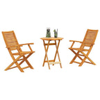 Klapp Bistro Set 3 pcs Braun Massivholz Akazie