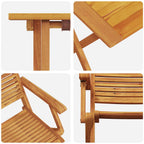 Klapp Bistro Set 3 pcs Braun Massivholz Akazie