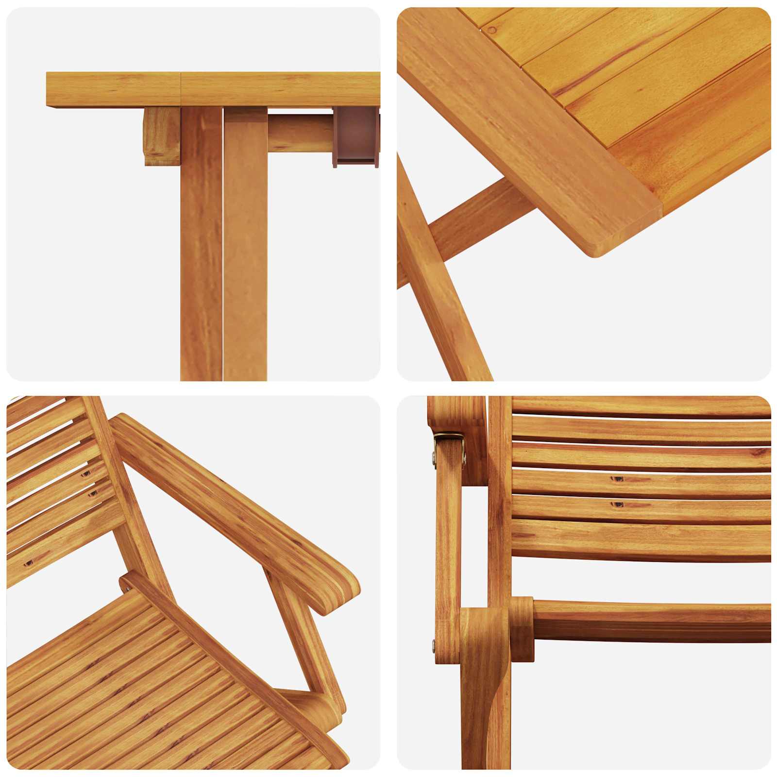 Klapp Bistro Set 3 pcs Braun Massivholz Akazie
