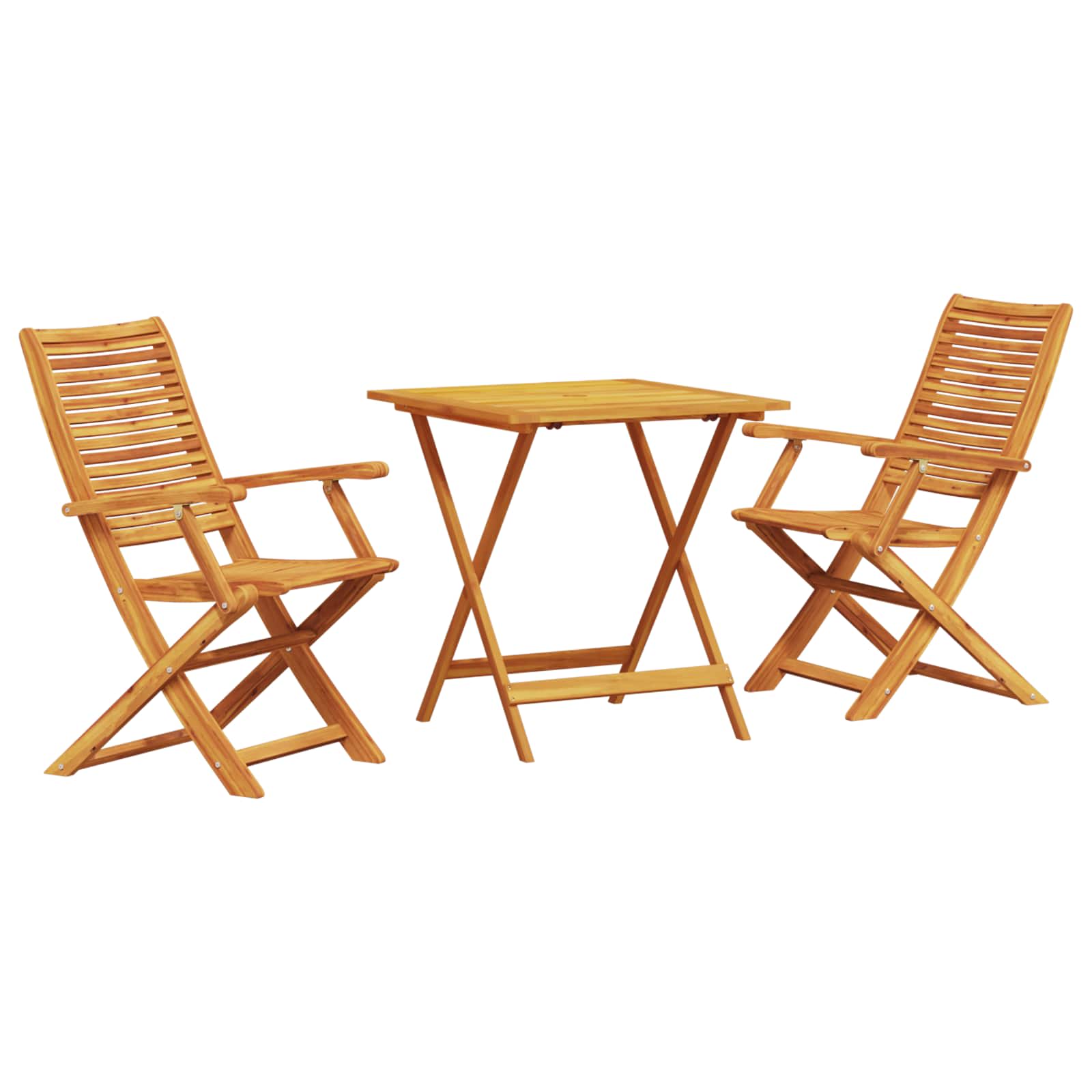 Klapp Bistro Set 3 pcs Braun Massivholz Akazie