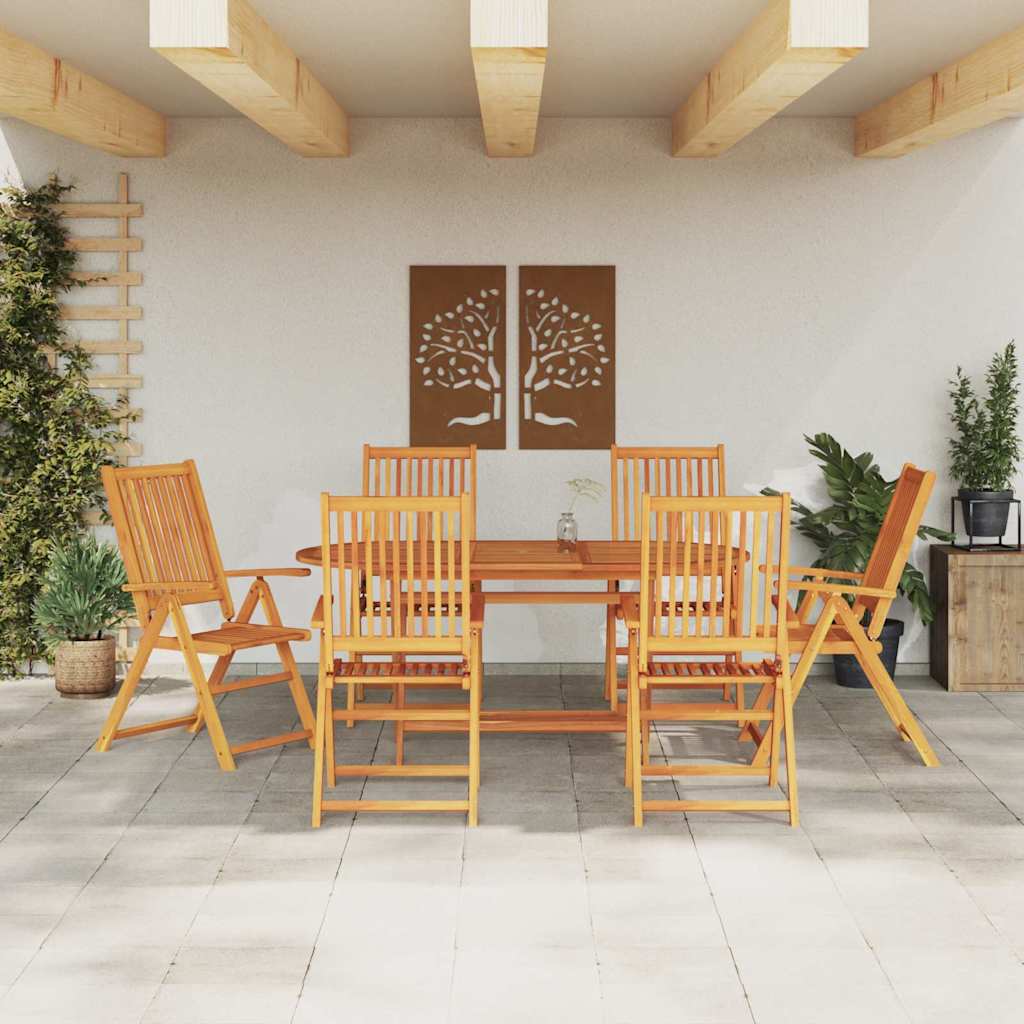 Garten Essgruppe 7 pcs Braun Massivholz Akazie