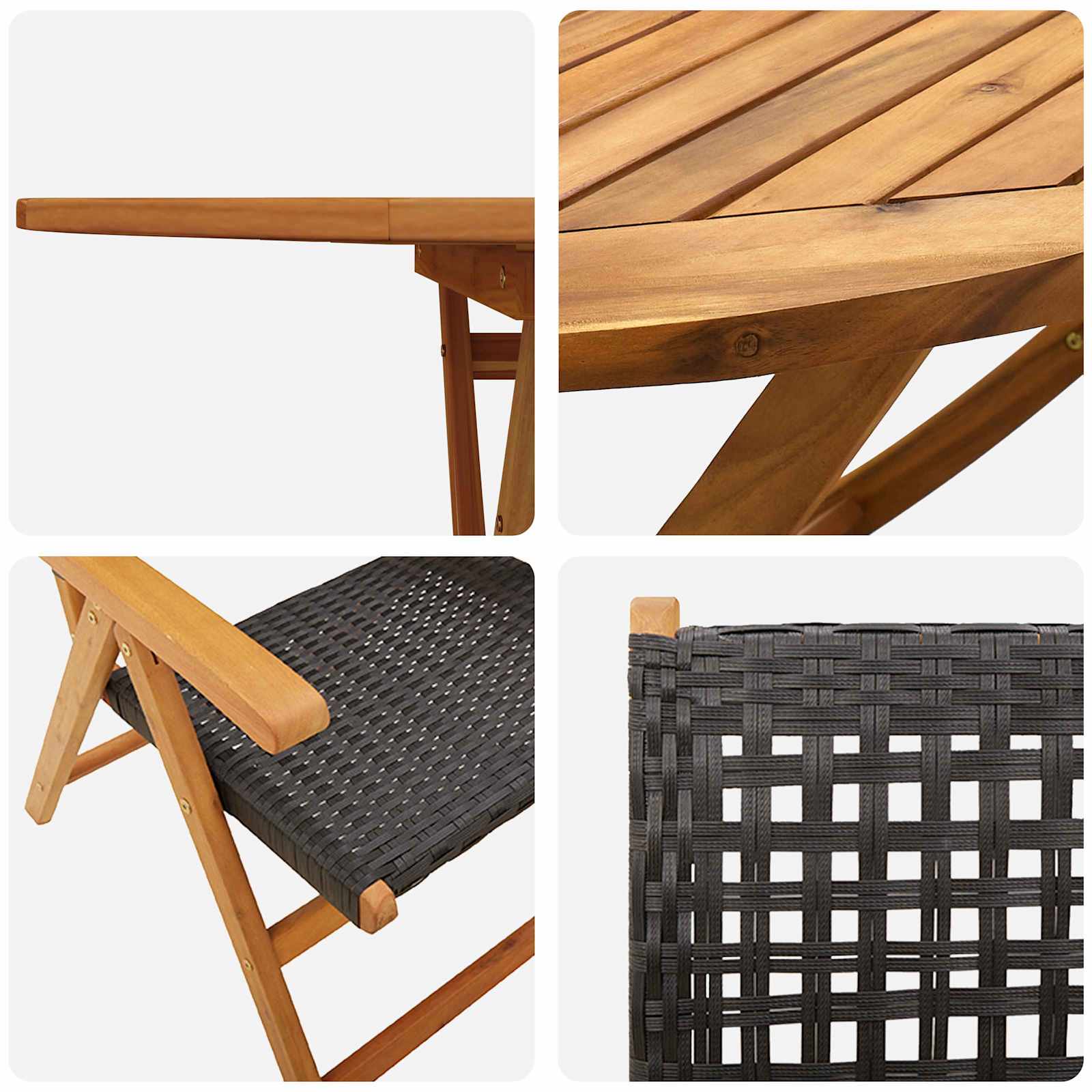 Garten Essgruppe 7 pcs Schwarz Massivholz Akazie