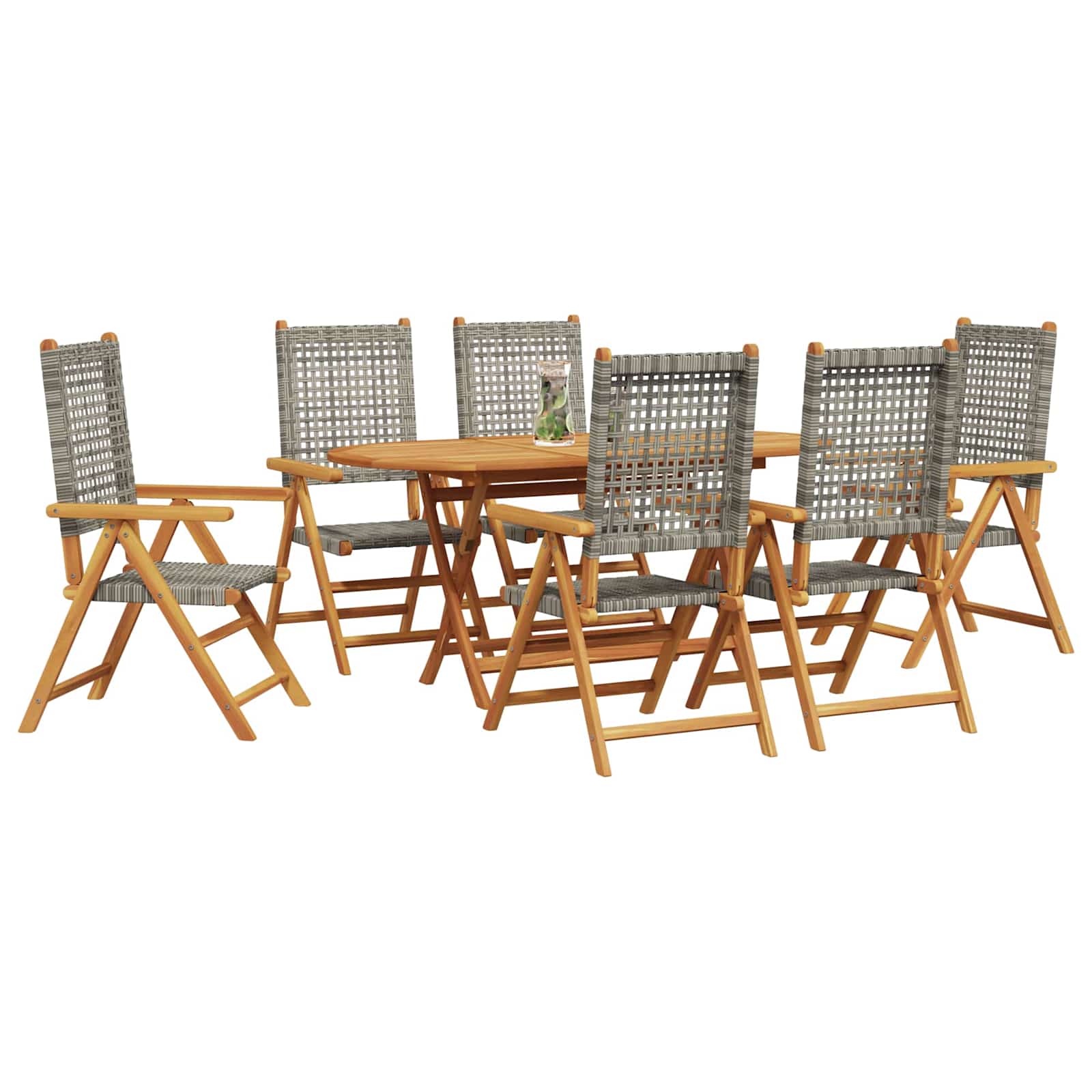 Garten Essgruppe 7 pcs Grau Massivholz Akazie