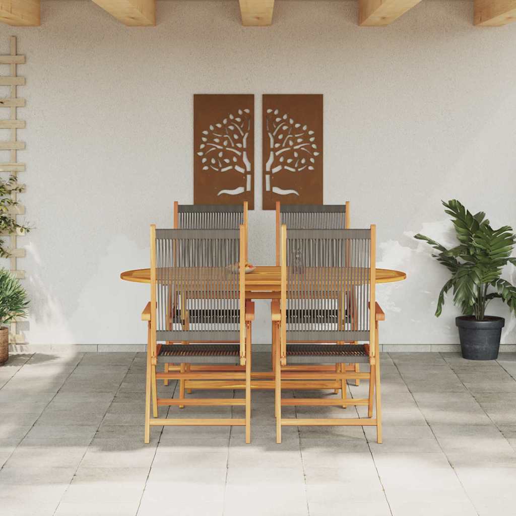 Garten Essgruppe 5 pcs Grau Massivholz Akazie