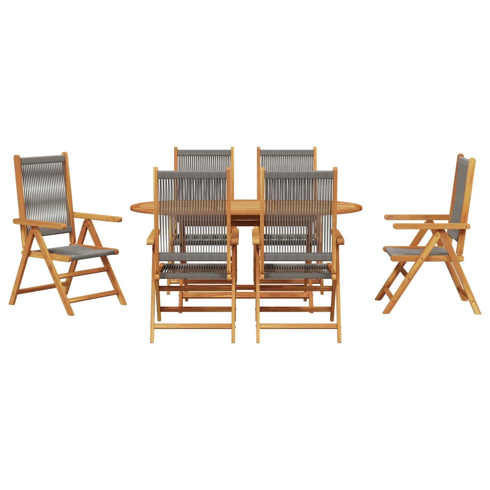 Garten Essgruppe 7 pcs Grau Massivholz Akazie
