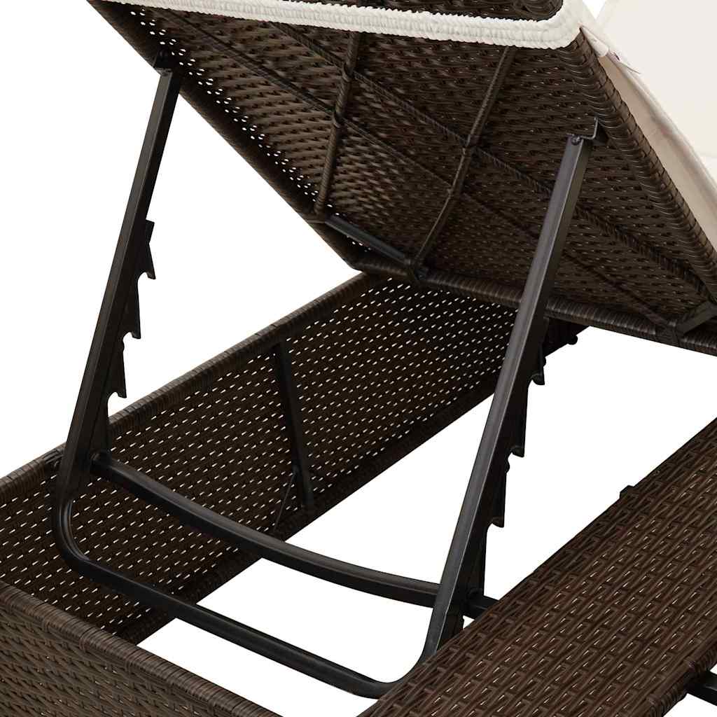 Doppelte Sonnenliege Warmes Weiß 205 x 129 x 200 cm Poly-Rattan