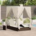 Doppelte Sonnenliege Warmes Weiß 205 x 129 x 200 cm Poly-Rattan