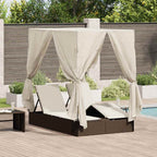 Doppelte Sonnenliege Warmes Weiß 205 x 129 x 200 cm Poly-Rattan