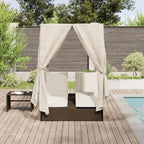 Doppelte Sonnenliege Warmes Weiß 205 x 129 x 200 cm Poly-Rattan