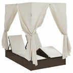 Doppelte Sonnenliege Warmes Weiß 205 x 129 x 200 cm Poly-Rattan