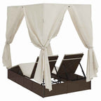 Doppelte Sonnenliege Warmes Weiß 205 x 129 x 200 cm Poly-Rattan
