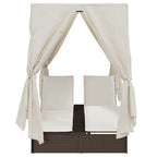 Doppelte Sonnenliege Warmes Weiß 205 x 129 x 200 cm Poly-Rattan