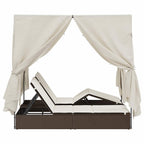 Doppelte Sonnenliege Warmes Weiß 205 x 129 x 200 cm Poly-Rattan