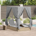 Doppelte Sonnenliege Grau 205 x 129 x 200 cm Poly-Rattan