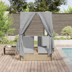 Doppelte Sonnenliege Grau 205 x 129 x 200 cm Poly-Rattan