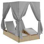 Doppelte Sonnenliege Grau 205 x 129 x 200 cm Poly-Rattan