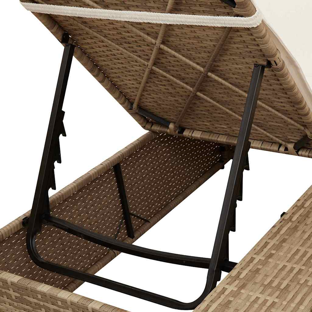 Doppelte Sonnenliege Beige 205 x 129 x 200 cm Poly-Rattan