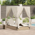 Doppelte Sonnenliege Beige 205 x 129 x 200 cm Poly-Rattan