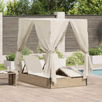 Doppelte Sonnenliege Beige 205 x 129 x 200 cm Poly-Rattan