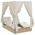 Doppelte Sonnenliege Beige 205 x 129 x 200 cm Poly-Rattan