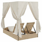 Doppelte Sonnenliege Beige 205 x 129 x 200 cm Poly-Rattan