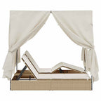 Doppelte Sonnenliege Beige 205 x 129 x 200 cm Poly-Rattan