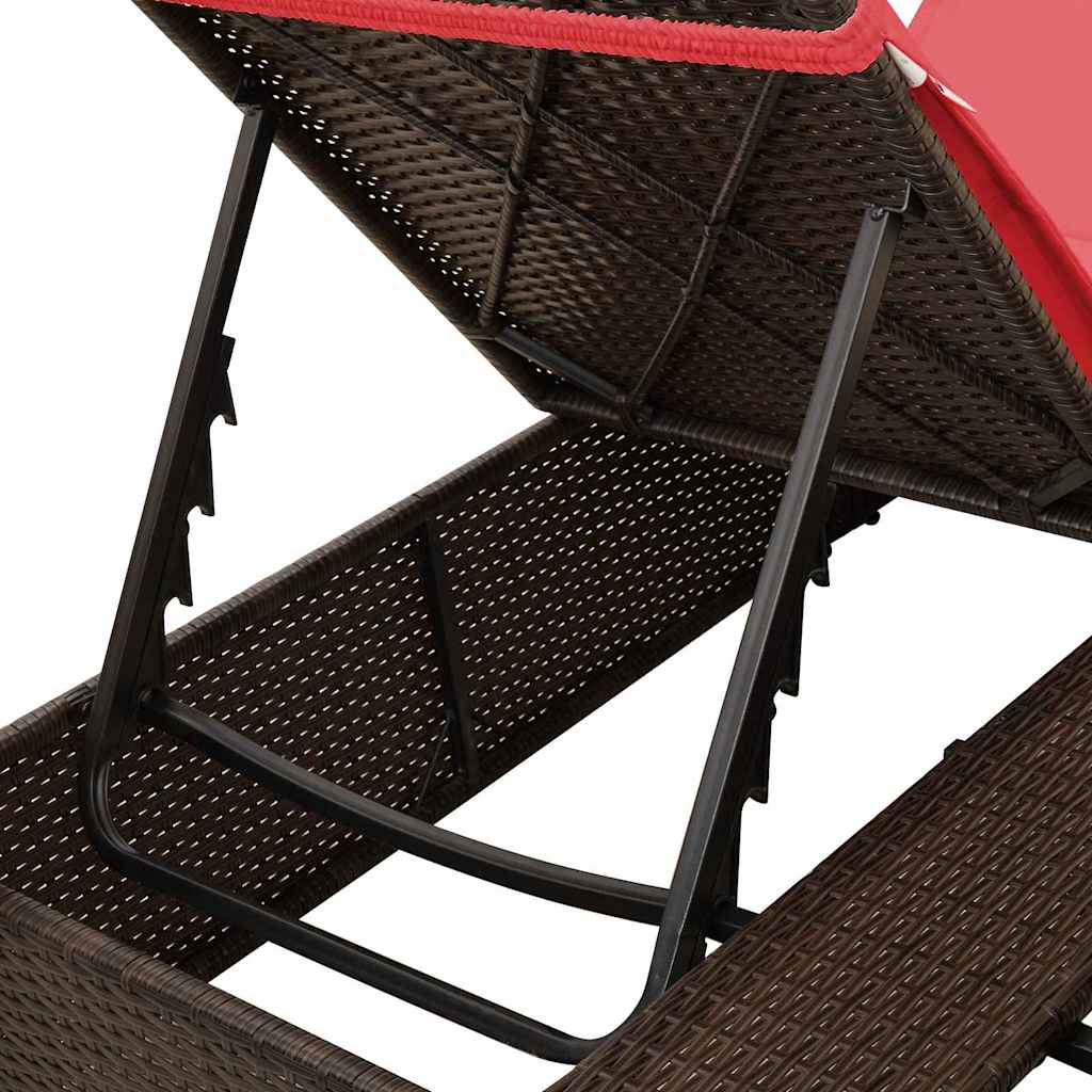 Doppelte Sonnenliege Rot 205 x 129 x 200 cm Poly-Rattan
