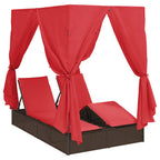 Doppelte Sonnenliege Rot 205 x 129 x 200 cm Poly-Rattan