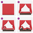 Doppelte Sonnenliege Rot 205 x 129 x 200 cm Poly-Rattan
