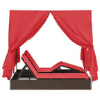 Doppelte Sonnenliege Rot 205 x 129 x 200 cm Poly-Rattan