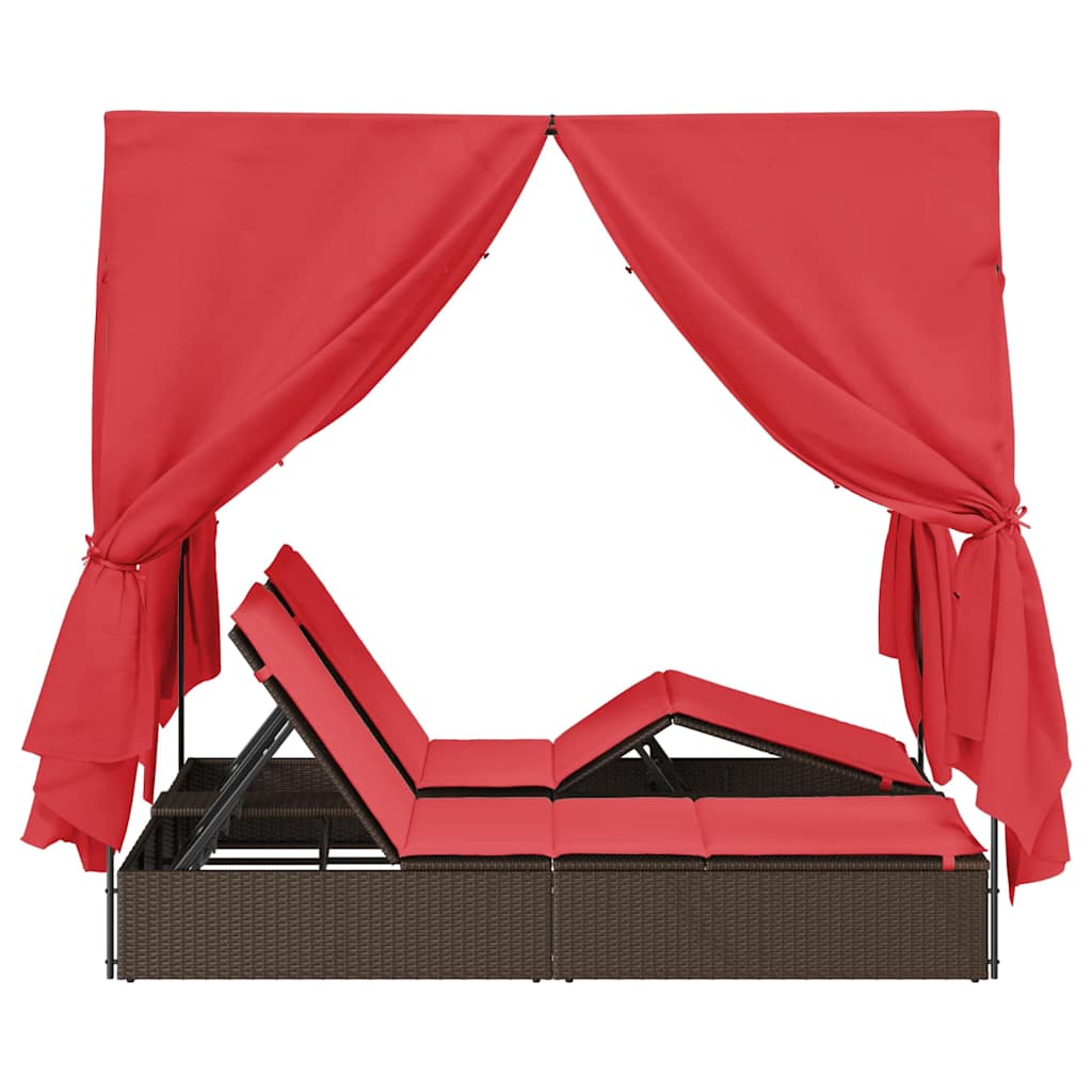 Doppelte Sonnenliege Rot 205 x 129 x 200 cm Poly-Rattan