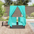 Doppelte Sonnenliege Türkis 205 x 129 x 200 cm Poly-Rattan