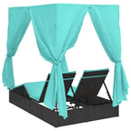 Doppelte Sonnenliege Türkis 205 x 129 x 200 cm Poly-Rattan
