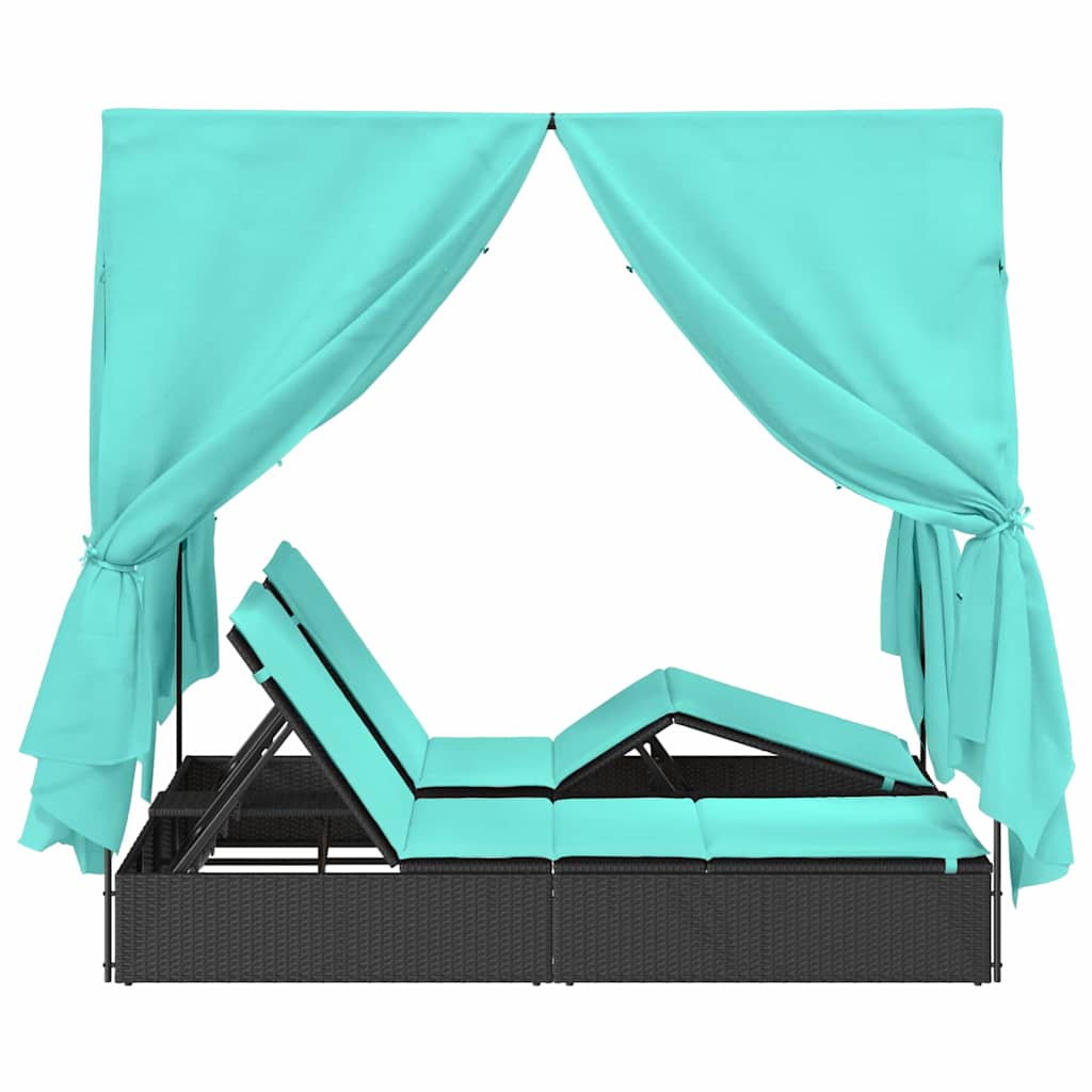 Doppelte Sonnenliege Türkis 205 x 129 x 200 cm Poly-Rattan