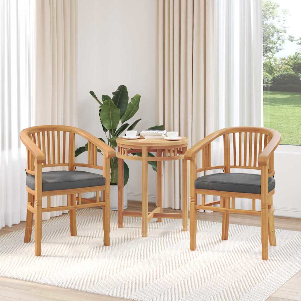 Stuhl mit Kissen 2 pcs Braun 63 x 58 x 89 cm Massivholz Teak