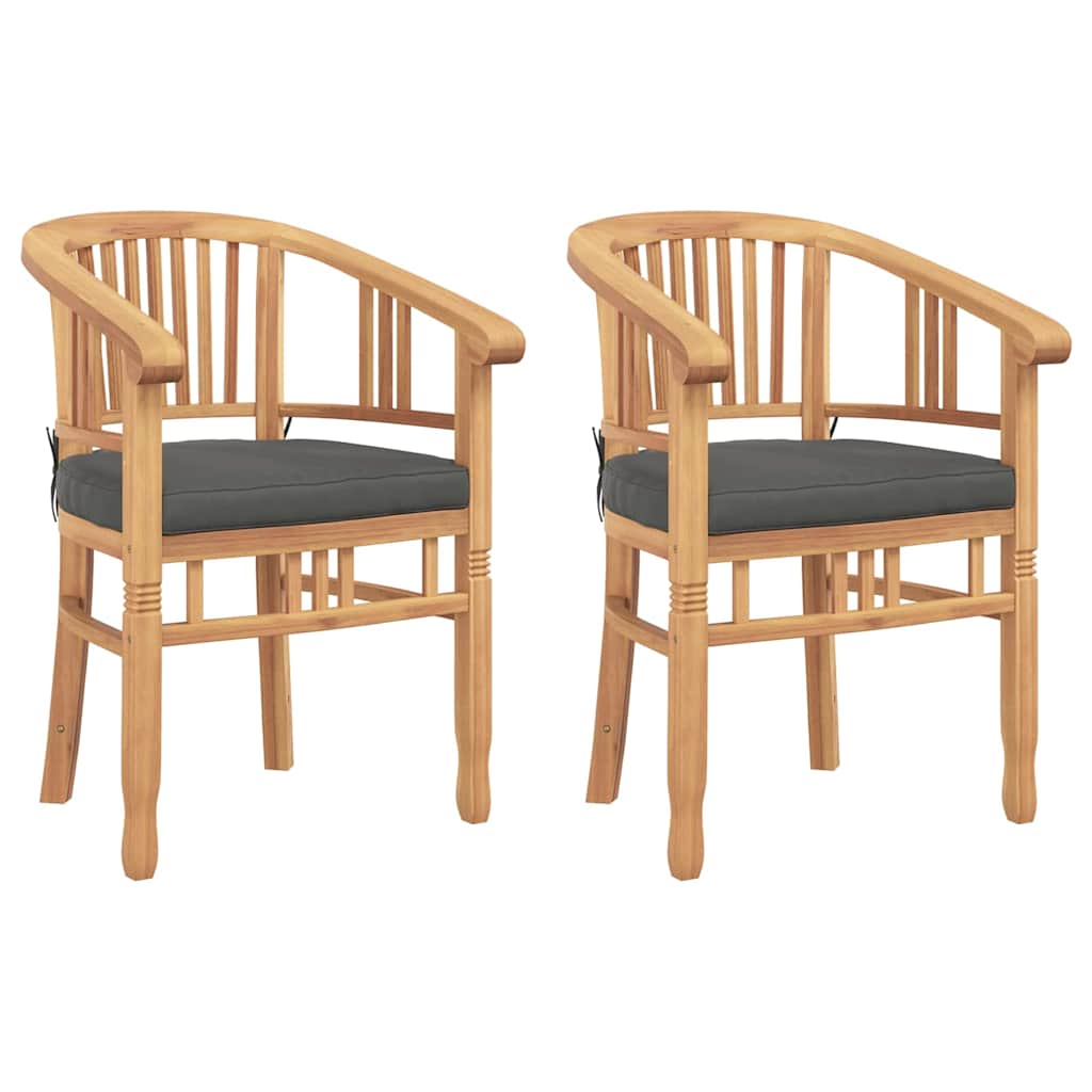 Stuhl mit Kissen 2 pcs Braun 63 x 58 x 89 cm Massivholz Teak