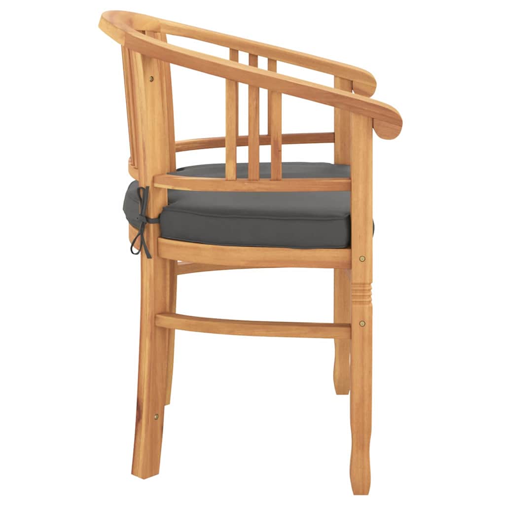 Stuhl mit Kissen 2 pcs Braun 63 x 58 x 89 cm Massivholz Teak