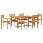 Garten Essgruppe 7 pcs Braun Massivholz Teak