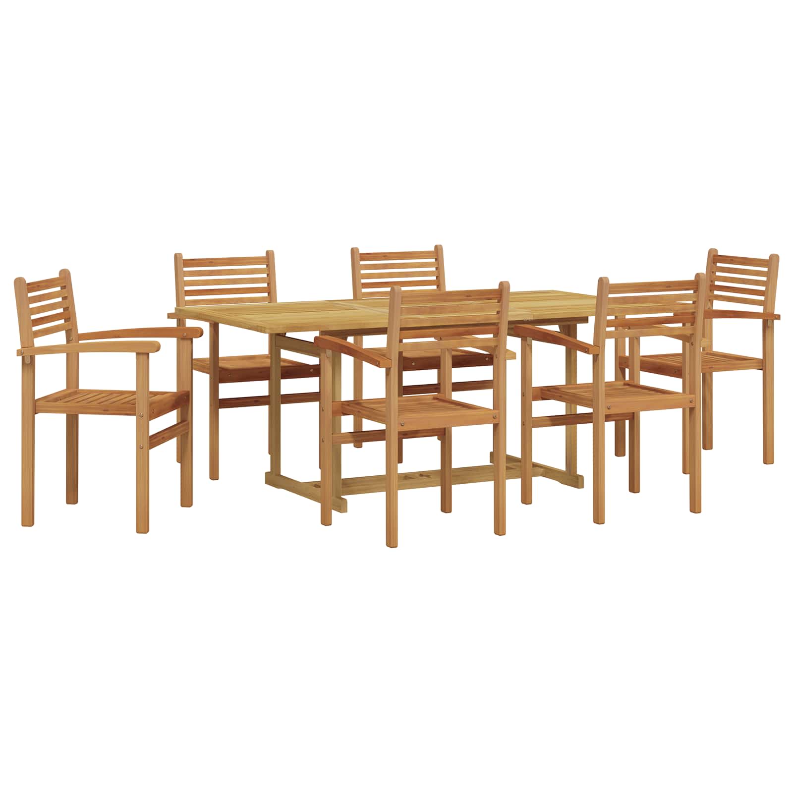 Garten Essgruppe 7 pcs Braun Massivholz Teak