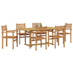 Garten Essgruppe 7 pcs Braun Massivholz Teak