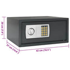 Digitaler Safe mit Schloss Dunkelgrau 42 x 37 x 20 cm Stahl