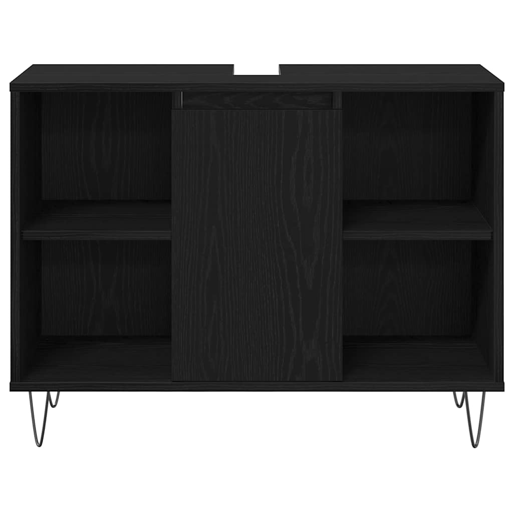 Badezimmermöbel-Set 3 pcs Schwarz Eichen-Optik Holzwerkstoff